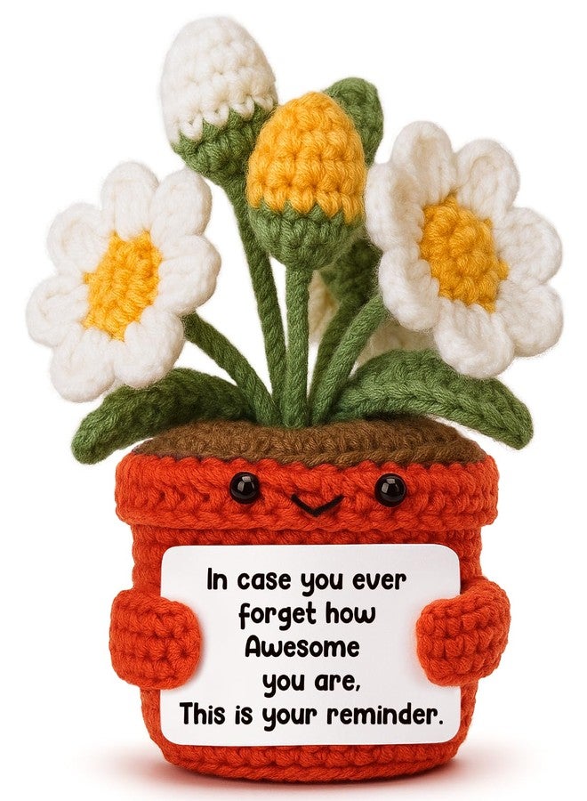 Hweijm Positive Daisy Crochet Gift, Handmade Cute Mini Encouragement for Teen Girls, Daughter or Office Coworker Birthday, Inspirational Reminder Present for Women Friends, Christmas or Graduation - Image 1